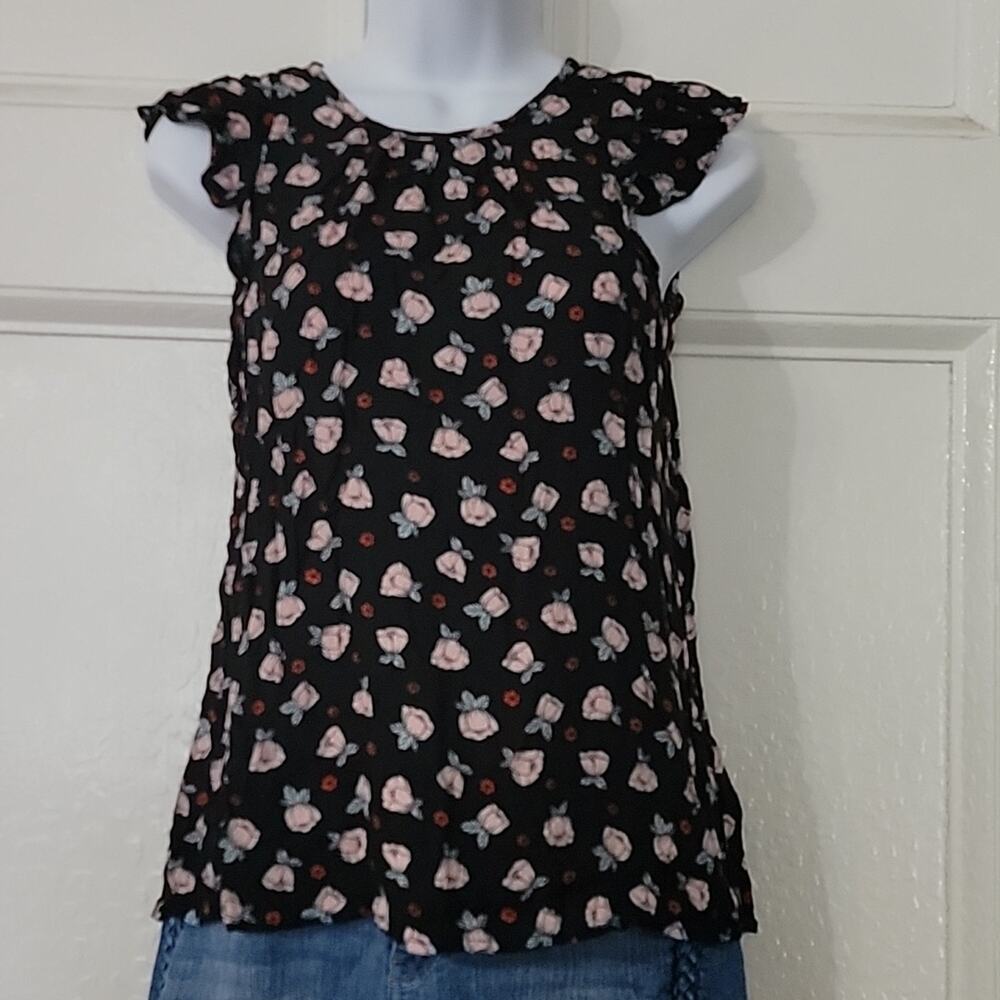 Women's Black Sleeveless Print Blouse Sz XS Aeropostale